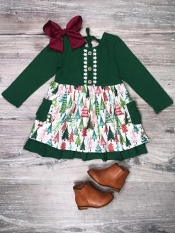 Sydney So Sweet Winter Storybook Forest Green Girls Winter Dress
