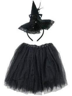 Sydney So Sweet Adult & Plus Tutu Costumes Adult Fancy Black Witch Costume - Black Tutu Skirt & Headband Hat Set For Adult Or Plus Size