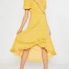 Sydney So Sweet Women's Ditsy Flower Ruffle Detail Wrap Dress Yellow Floral Favorites