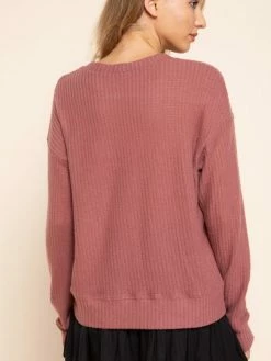 Sydney So Sweet Marsala Button Up Brushed Waffle Knit Women's Cardigan On Wednesday, We Wear Pink