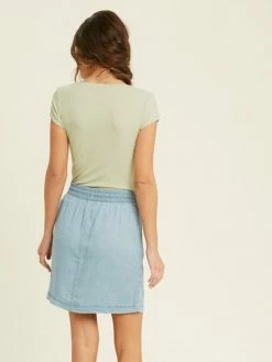 Sydney So Sweet Ribbed Square Neck Button Short Sleeve Women's Bodysuit + More Colors On Wednesday, We Wear Pink