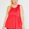 Sydney So Sweet Women's Regular Or Plus Size Babydoll Supersoft Knit Tank Top Coral