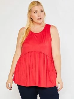 Sydney So Sweet Women's Regular Or Plus Size Babydoll Supersoft Knit Tank Top Coral