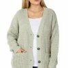 Sydney So Sweet Light Sage Waffle Knit Pocket Women's Plus Size Cardigan Women's Clothing