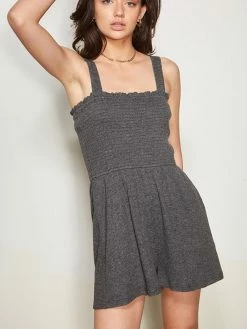Sydney So Sweet Women's Clothing Women's Smocked Detail Easy Romper Charcoal 7 Sydney So Sweet Women's Clothing Women's Smocked Detail Easy Romper Charcoal