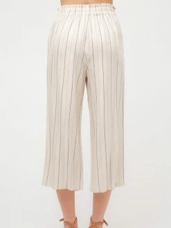 Sydney So Sweet Women's Stripe High Waist Tie Front Cropped Length Pants Ivory 7 Sydney So Sweet Women's Stripe High Waist Tie Front Cropped Length Pants Ivory