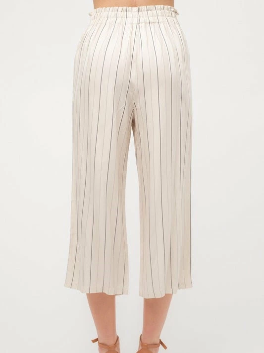Sydney So Sweet Women's Stripe High Waist Tie Front Cropped Length Pants Ivory 3 Sydney So Sweet Women's Stripe High Waist Tie Front Cropped Length Pants Ivory