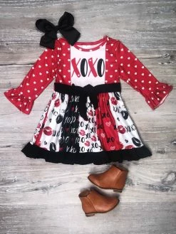 Sydney So Sweet Dresses & Skirt Sets XOXO Hugs & Kisses Red Heart Girls Twirl Dress