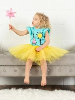 Sydney So Sweet Yellow Tutu Skirt - Kids Size 3-Layer Tulle Basic Ballet Dance Costume Tutus For Girls