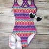 Sydney So Sweet Tribal Girls One Piece Cut Out Cross Back Tie Swimsuit