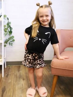 Sydney So Sweet Crazy Cat Lady Ruffle Cheetah Girls Lounge Shorts Outfit New Arrivals