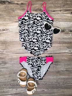 Sydney So Sweet Panda Party Girls Two Piece Tiered Tankini Swimsuit