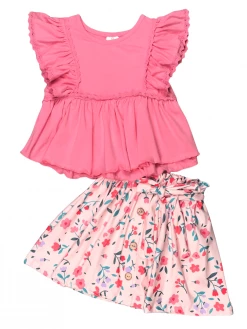 Sydney So Sweet New Arrivals Pink & Purple Tulip Flutter Girls Skirt Outfit