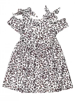 Sydney So Sweet Dresses & Skirt Sets Cheetah Brown Cold Shoulder Girls Dress